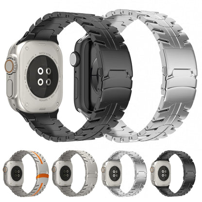 Double Lock Buckle Turtle Titanium Steel Watch Band, For Apple Watch SE 2023 44mm, For Apple Watch SE 2023 40mm, For Apple Watch Ultra 2 49mm, For Apple Watch Series 9 45mm, For Apple Watch Series 9 41mm, For Apple Watch Ultra 49mm                     ...