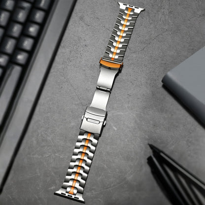 Double Lock Buckle Turtle Titanium Steel Watch Band, For Apple Watch SE 2023 44mm, For Apple Watch SE 2023 40mm, For Apple Watch Ultra 2 49mm, For Apple Watch Series 9 45mm, For Apple Watch Series 9 41mm, For Apple Watch Ultra 49mm                     ...