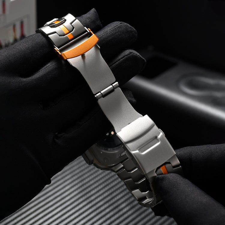 Double Lock Buckle Turtle Titanium Steel Watch Band, For Apple Watch SE 40mm, For Apple Watch SE 44mm, For Apple Watch Series 6 40mm, For Apple Watch Series 6 44mm, For Apple Watch Series 5 44mm, For Apple Watch Series 5 40mm                           ...