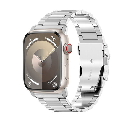 26mm Safety Buckle Titanium Alloy Watch Band, For Apple Watch SE 2023 44mm, For Apple Watch Ultra 2 49mm, For Apple Watch Series 9 45mm, For Apple Watch Ultra 49mm, For Apple Watch Series 8 45mm, For Apple Watch SE 2022 44mm, For Apple Watch Series 7 4...