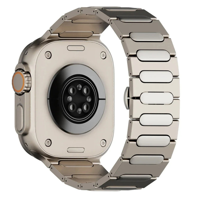 Oval Butterfly Buckle Titanium Alloy Watch Band, For Apple Watch SE 2023 44mm, For Apple Watch Ultra 2 49mm, For Apple Watch Series 9 45mm, For Apple Watch Ultra 49mm, For Apple Watch Series 8 45mm, For Apple Watch SE 2022 44mm                         ...