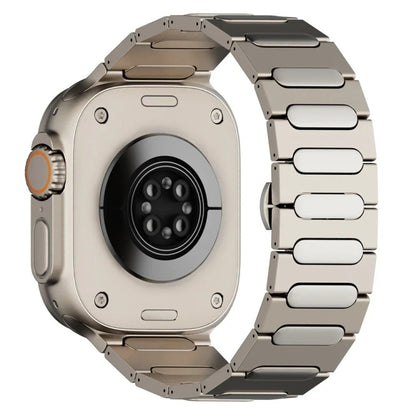 Oval Butterfly Buckle Titanium Alloy Watch Band, For Apple Watch SE 2023 44mm, For Apple Watch Ultra 2 49mm, For Apple Watch Series 9 45mm, For Apple Watch Ultra 49mm, For Apple Watch Series 8 45mm, For Apple Watch SE 2022 44mm                         ...