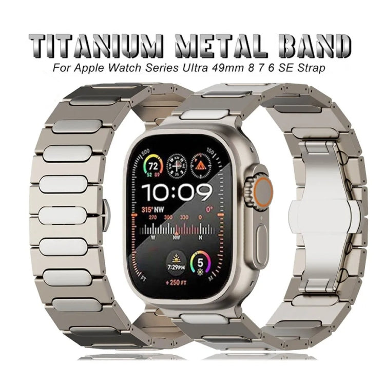 Oval Butterfly Buckle Titanium Alloy Watch Band, For Apple Watch SE 2023 44mm, For Apple Watch Ultra 2 49mm, For Apple Watch Series 9 45mm, For Apple Watch Ultra 49mm, For Apple Watch Series 8 45mm, For Apple Watch SE 2022 44mm                         ...