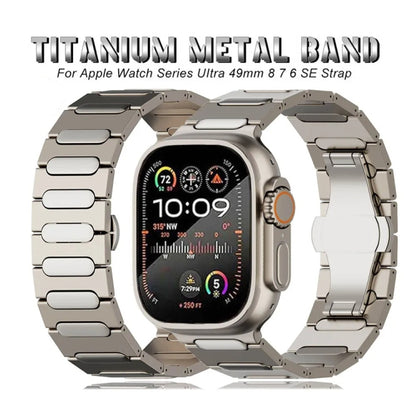 Oval Butterfly Buckle Titanium Alloy Watch Band, For Apple Watch SE 2023 44mm, For Apple Watch Ultra 2 49mm, For Apple Watch Series 9 45mm, For Apple Watch Ultra 49mm, For Apple Watch Series 8 45mm, For Apple Watch SE 2022 44mm                         ...