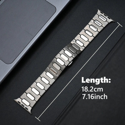 Oval Butterfly Buckle Titanium Alloy Watch Band, For Apple Watch SE 2023 44mm, For Apple Watch Ultra 2 49mm, For Apple Watch Series 9 45mm, For Apple Watch Ultra 49mm, For Apple Watch Series 8 45mm, For Apple Watch SE 2022 44mm                         ...