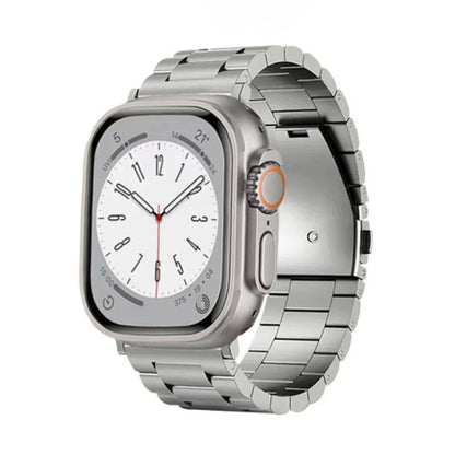 3-Bead Flat Buckle Titanium Alloy Watch Band, For Apple Watch SE 2023 44mm, For Apple Watch SE 2023 40mm, For Apple Watch Ultra 2 49mm, For Apple Watch Series 9 45mm, For Apple Watch Series 9 41mm, For Apple Watch Ultra 49mm, For Apple Watch Series 8 4...