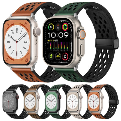 Hole Style Folding Buckle PU Leather Watch Band, For Apple Watch Series 10 46mm, For Apple Watch Series 10 42mm, For Apple Watch SE 2023 44mm, For Apple Watch SE 2023 40mm, For Apple Watch Ultra 2 49mm, For Apple Watch Series 9 45mm                    ...