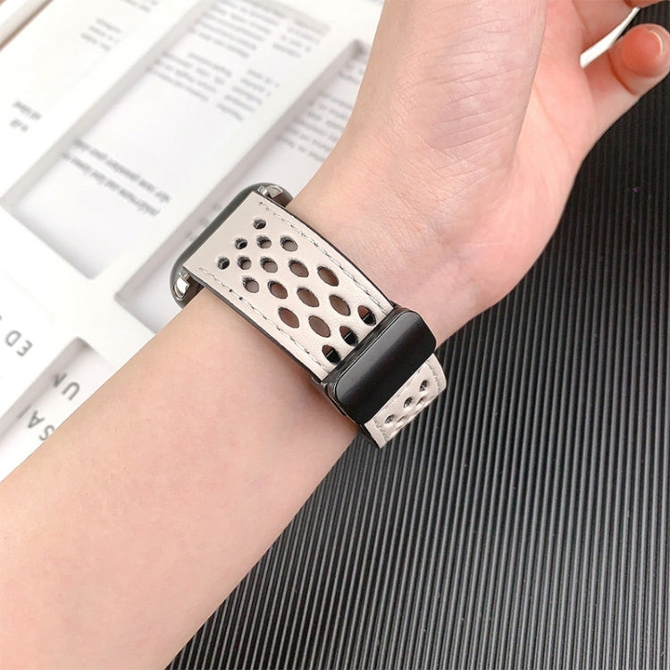 Hole Style Folding Buckle PU Leather Watch Band, For Apple Watch Series 10 46mm, For Apple Watch Series 10 42mm, For Apple Watch SE 2023 44mm, For Apple Watch SE 2023 40mm, For Apple Watch Ultra 2 49mm, For Apple Watch Series 9 45mm                    ...