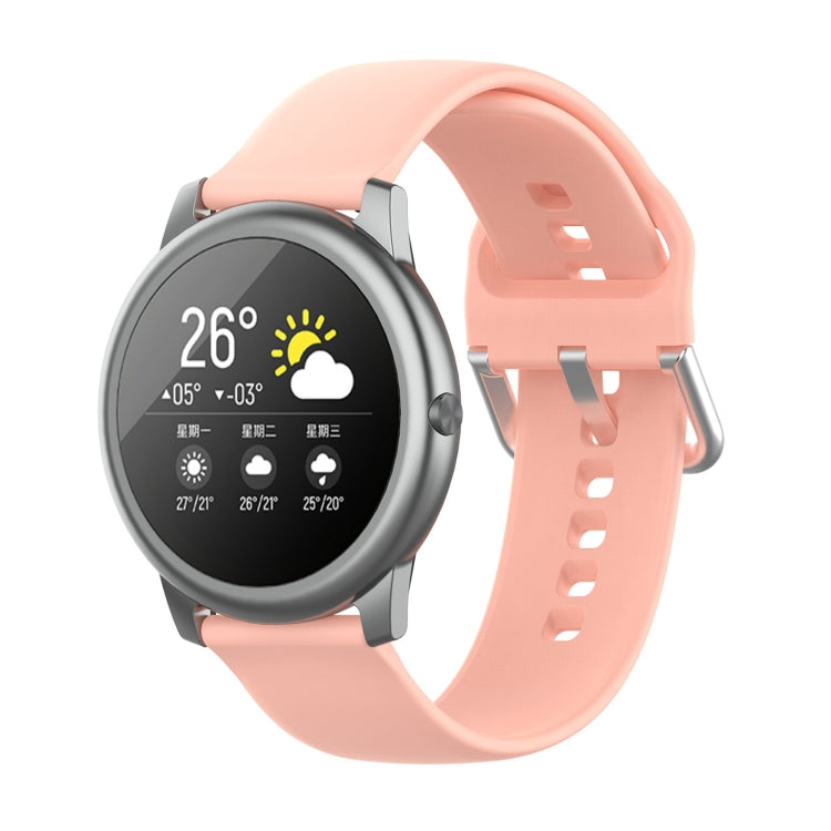 Silicone Solid Color Silver Buckle Strap, Size: 22mm, For Xiaomi Haylou Solar LS05