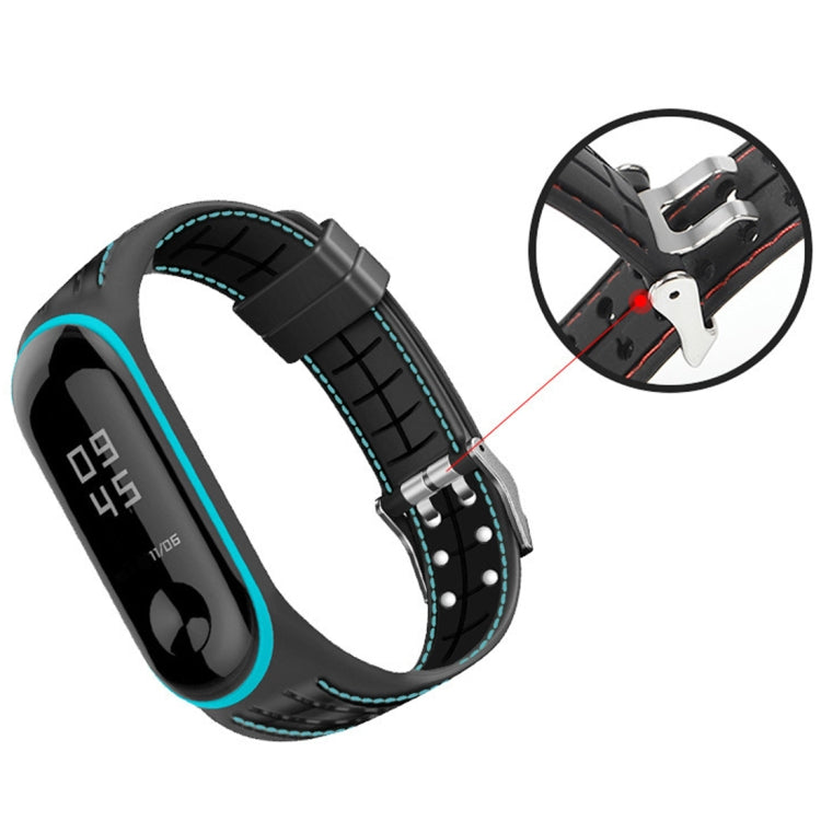 For Xiaomi Mi Band 4 / 3 Silicone Two-color Thread Replacement Strap Watchband, Single Bead Texture, Honeycomb Texture, Bamboo Joint Texture