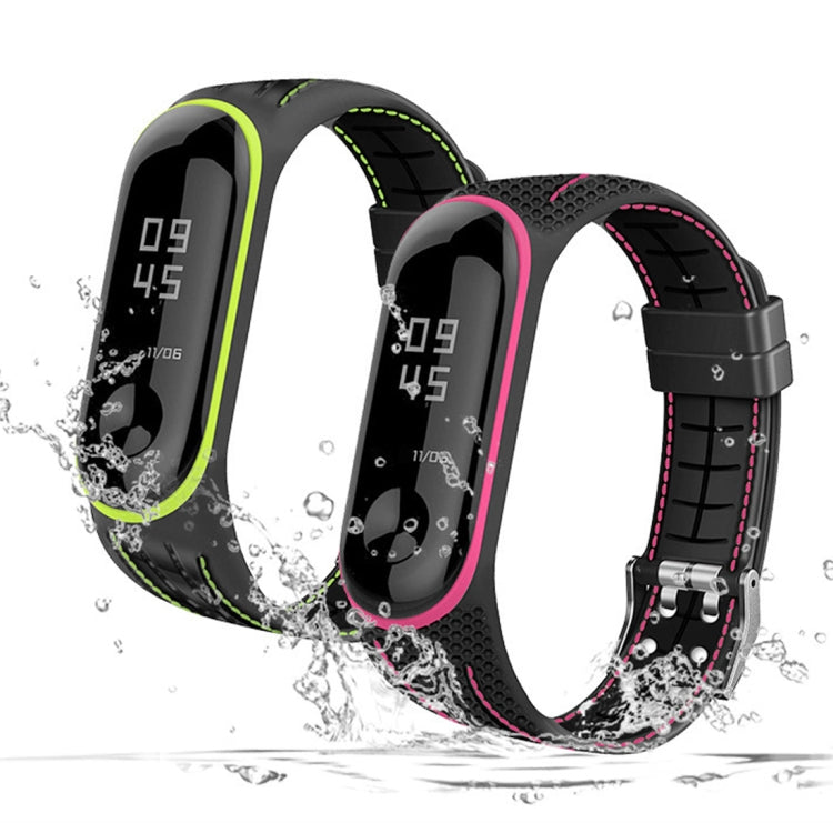 For Xiaomi Mi Band 4 / 3 Silicone Two-color Thread Replacement Strap Watchband, Single Bead Texture, Honeycomb Texture, Bamboo Joint Texture
