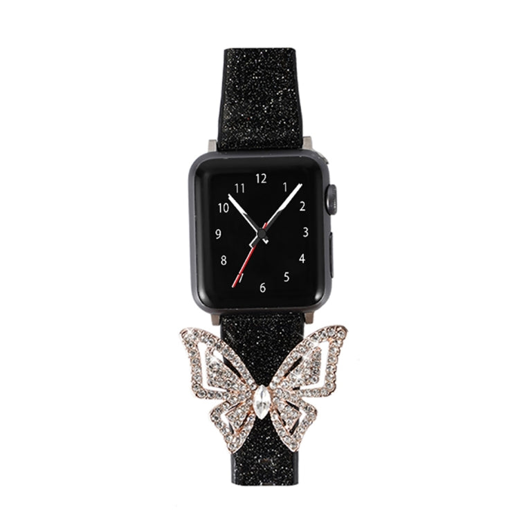Bowknot Glitter Diamond Replacement Strap Watchband, For Apple Watch 5 & 4 44mm / 3 & 2 & 1 42mm, For Apple Watch Series 8&7 41mm / SE 2&6&SE&5&4 40mm / 3&2&1 38mm