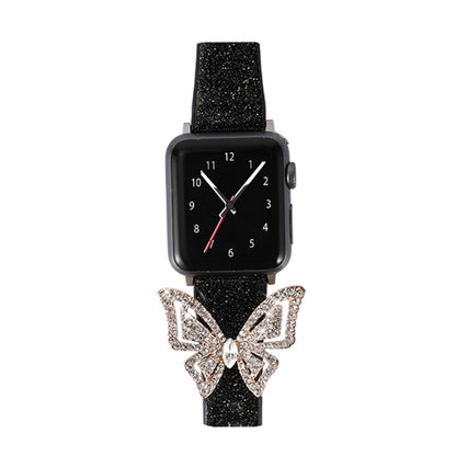 Bowknot Glitter Diamond Replacement Strap Watchband, For Apple Watch 5 & 4 44mm / 3 & 2 & 1 42mm, For Apple Watch Series 8&7 41mm / SE 2&6&SE&5&4 40mm / 3&2&1 38mm