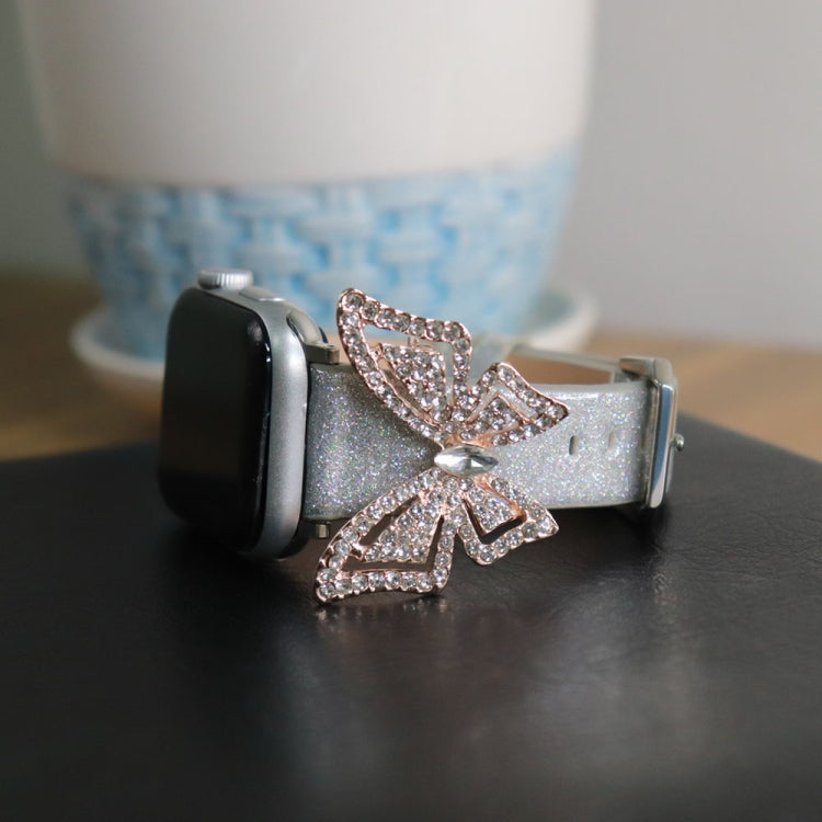 Bowknot Glitter Diamond Replacement Strap Watchband, For Apple Watch 5 & 4 44mm / 3 & 2 & 1 42mm