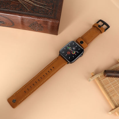 Genuine Leather Replacement Strap Watchband, For Apple Watch 5 & 4 40mm / 3 & 2 & 1 38mm, For Apple Watch 5 & 4 44mm / 3 & 2 & 1 42mm