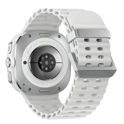 Ocean Dual Silver Buckle Silicone Watch Band, For Samsung Galaxy Watch Ultra 47mm / Ultra 2025