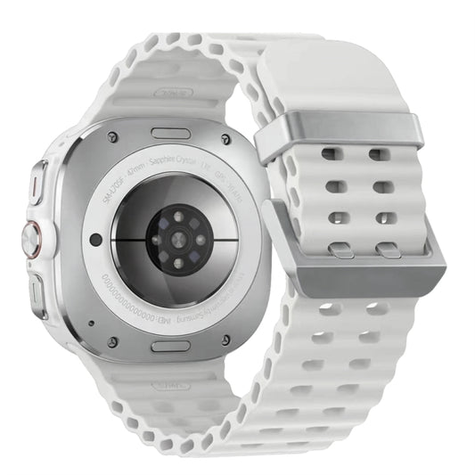 Ocean Dual Silver Buckle Silicone Watch Band, For Samsung Galaxy Watch Ultra 47mm / Ultra 2025