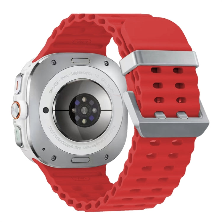 Ocean Dual Silver Buckle Silicone Watch Band, For Samsung Galaxy Watch Ultra 47mm / Ultra 2025