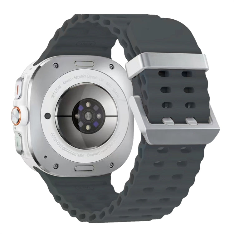 Ocean Dual Silver Buckle Silicone Watch Band, For Samsung Galaxy Watch Ultra 47mm / Ultra 2025
