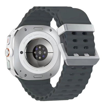 Ocean Dual Silver Buckle Silicone Watch Band, For Samsung Galaxy Watch Ultra 47mm / Ultra 2025