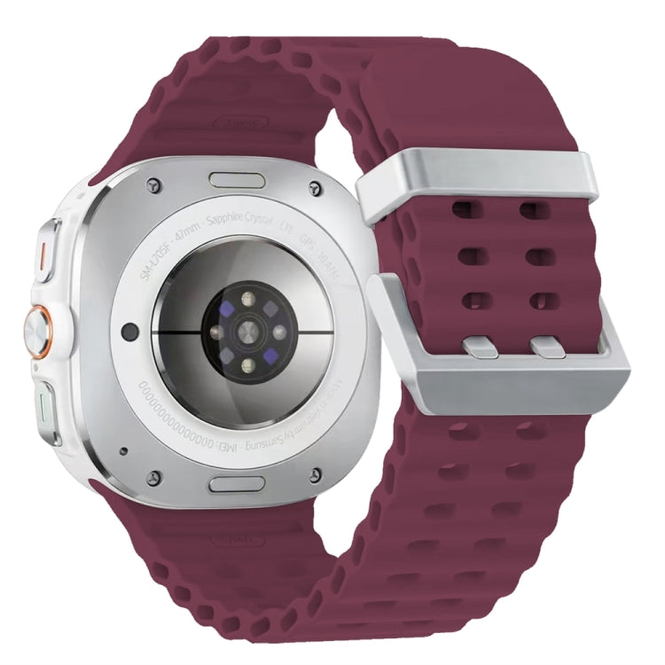 Ocean Dual Silver Buckle Silicone Watch Band, For Samsung Galaxy Watch Ultra 47mm / Ultra 2025