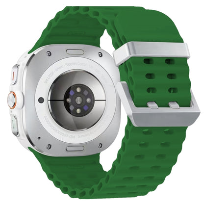 Ocean Dual Silver Buckle Silicone Watch Band, For Samsung Galaxy Watch Ultra 47mm / Ultra 2025