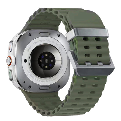 Ocean Dual Silver Buckle Silicone Watch Band, For Samsung Galaxy Watch Ultra 47mm / Ultra 2025