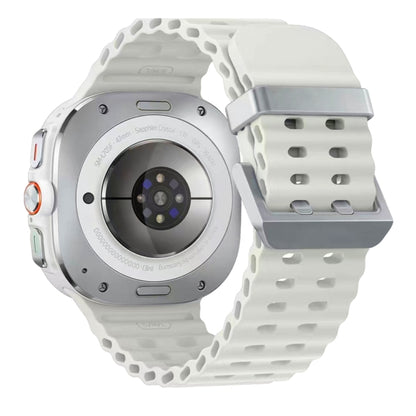 Ocean Dual Silver Buckle Silicone Watch Band, For Samsung Galaxy Watch Ultra 47mm / Ultra 2025