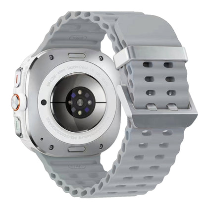 Ocean Dual Silver Buckle Silicone Watch Band, For Samsung Galaxy Watch Ultra 47mm / Ultra 2025