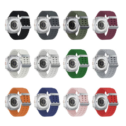 Ocean Dual Silver Buckle Silicone Watch Band, For Samsung Galaxy Watch Ultra 47mm / Ultra 2025