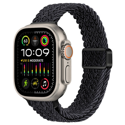 Slim Magnetic Buckle Nylon Braided Watch Band, For Apple Watch Ultra 2 49mm, For Apple Watch Series 9 45mm