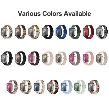 Slim Magnetic Buckle Nylon Braided Watch Band, For Apple Watch Series 7 41mm, For Apple Watch Series 7 45mm