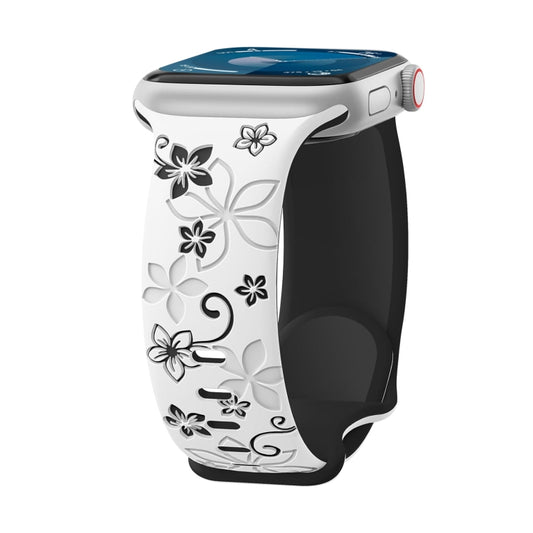 Bauhinia Two-color Embossed Silicone Watch Band, For Apple Watch SE 2022 40mm, For Apple Watch SE 2022 44mm, For Apple Watch Series 7 41mm, For Apple Watch Series 7 45mm, For Apple Watch SE 40mm, For Apple Watch SE 44mm, For Apple Watch Series 6 40mm
