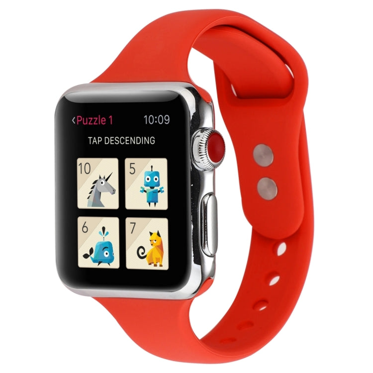 Thin Silicone Double Buckle Replacement Wrist Strap, For Apple Watch 5 & 4 44mm / 3 & 2 & 1 42mm