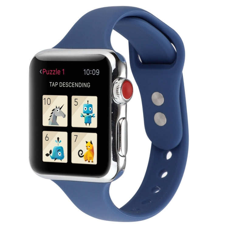 Thin Silicone Double Buckle Replacement Wrist Strap, For Apple Watch Series 7 41mm / 6 & SE & 5 & 4 40mm / 3 & 2 & 1 38mm, For Apple Watch Series 8&7 41mm / SE 2&6&SE&5&4 40mm / 3&2&1 38mm