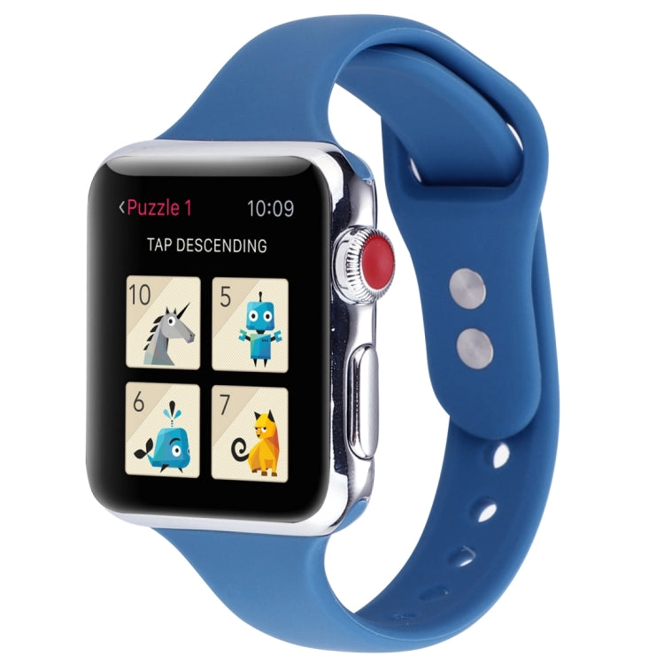 Thin Silicone Double Buckle Replacement Wrist Strap, For Apple Watch Series 7 41mm / 6 & SE & 5 & 4 40mm / 3 & 2 & 1 38mm, For Apple Watch Series 8&7 41mm / SE 2&6&SE&5&4 40mm / 3&2&1 38mm