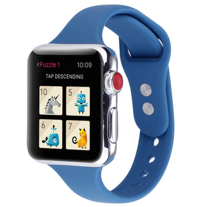 Thin Silicone Double Buckle Replacement Wrist Strap, For Apple Watch Series 7 41mm / 6 & SE & 5 & 4 40mm / 3 & 2 & 1 38mm, For Apple Watch Series 8&7 41mm / SE 2&6&SE&5&4 40mm / 3&2&1 38mm