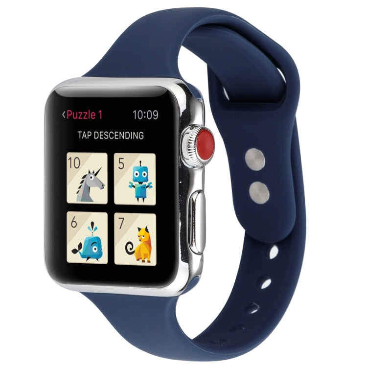Thin Silicone Double Buckle Replacement Wrist Strap, For Apple Watch Series 7 41mm / 6 & SE & 5 & 4 40mm / 3 & 2 & 1 38mm, For Apple Watch Series 8&7 41mm / SE 2&6&SE&5&4 40mm / 3&2&1 38mm