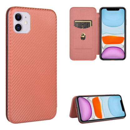 Carbon Fiber Texture Magnetic Horizontal Flip TPU + PC + PU Leather Case with Card Slot, For iPhone 11 Pro, For iPhone 6 / 6s, For iPhone 6 Plus / 6s Plus, For iPhone 11 Pro Max, For iPhone 11, For iPhone 12 mini, For iPhone 12 / 12 Pro                ...