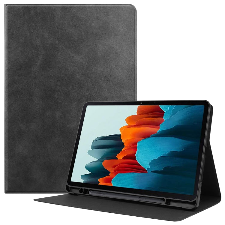 Cowhide Texture TPU Tablet Horizontal Flip Leather Case with Holder & Sleep / Wake-Up Function & Pen Slot, For Samsung Galaxy Tab S8 / Galaxy Tab S7 (2020) T870