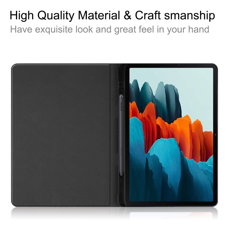 Cowhide Texture TPU Tablet Horizontal Flip Leather Case with Holder & Sleep / Wake-Up Function & Pen Slot, For Samsung Galaxy Tab S8 / Galaxy Tab S7 (2020) T870