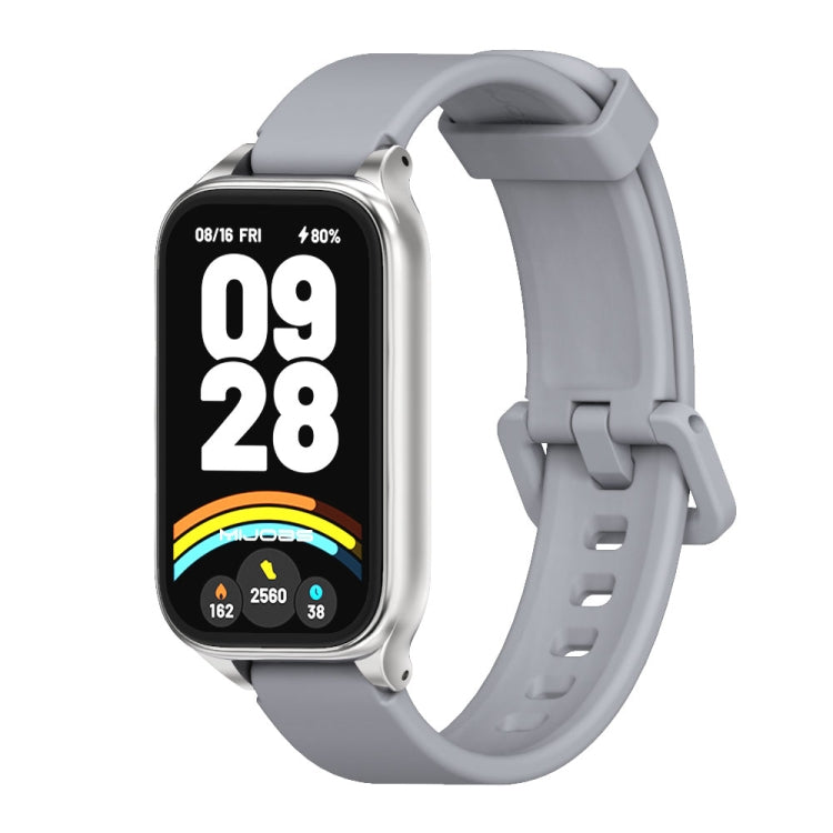 Mijobs Metal Shell Silicone Watch Band, For Xiaomi Smart Band 9 Active / Redmi Band 3