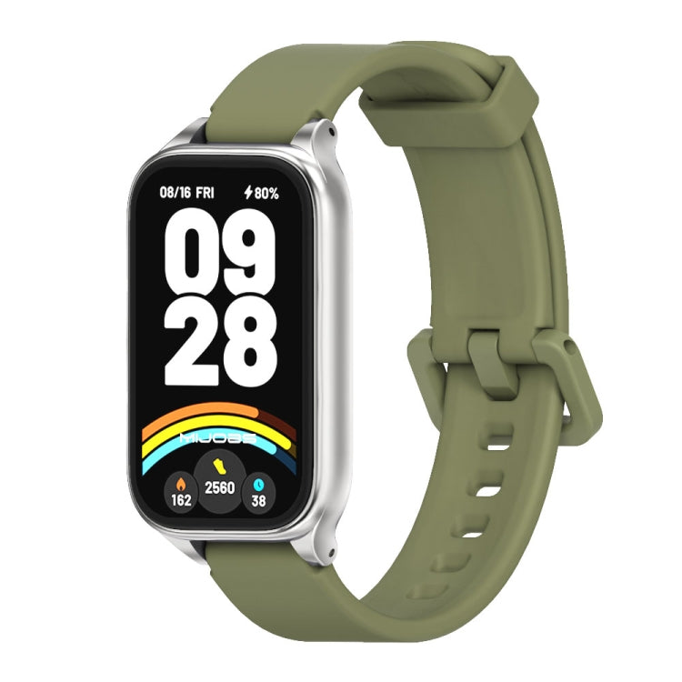 Mijobs Metal Shell Silicone Watch Band, For Xiaomi Smart Band 9 Active / Redmi Band 3