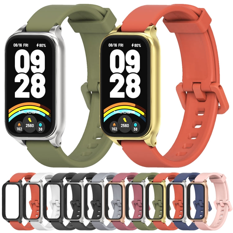 Mijobs Metal Shell Silicone Watch Band, For Xiaomi Smart Band 9 Active / Redmi Band 3