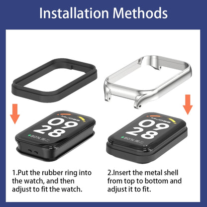 Mijobs Metal Shell Silicone Watch Band, For Xiaomi Smart Band 9 Active / Redmi Band 3