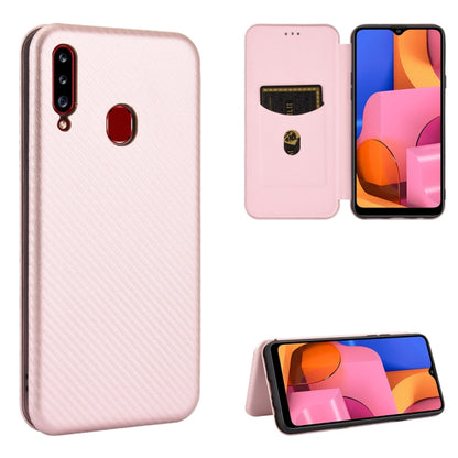 Carbon Fiber Texture Magnetic Horizontal Flip TPU + PC + PU Leather Case with Rope & Card Slot, For Samsung Galaxy A01, For Samsung Galaxy A7(2018) / A750, For Samsung Galaxy A20s, For Samsung Galaxy A21(Eurasian Version), For Samsung Galaxy A31       ...