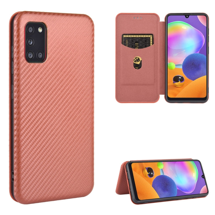 Carbon Fiber Texture Magnetic Horizontal Flip TPU + PC + PU Leather Case with Rope & Card Slot, For Samsung Galaxy A01, For Samsung Galaxy A7(2018) / A750, For Samsung Galaxy A20s, For Samsung Galaxy A21(Eurasian Version), For Samsung Galaxy A31       ...