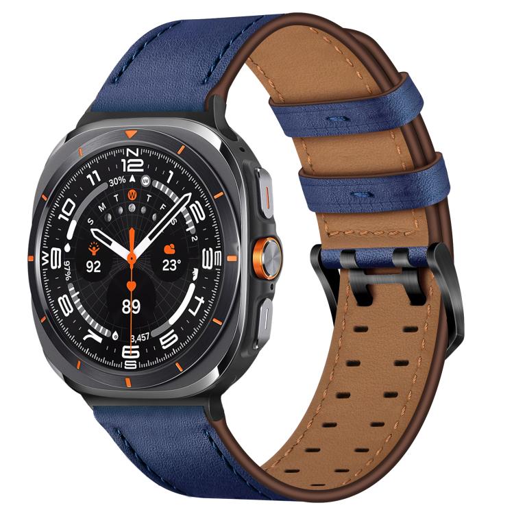 Double Buckle Genuine Leather Watch Band, For Samsung Galaxy Watch Ultra / Ultra 2025, For Samsung Galaxy Watch8 / Watch8 Classic