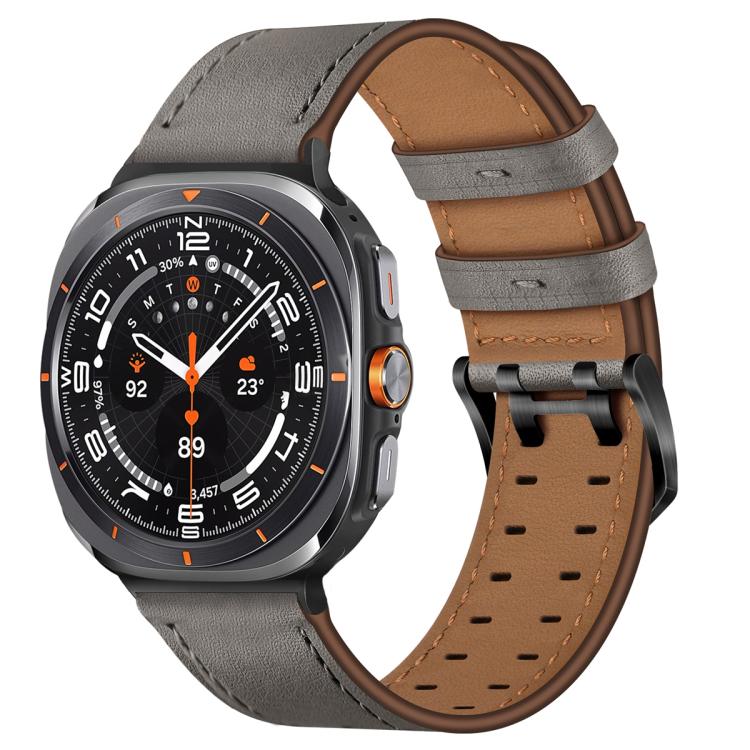 Double Buckle Genuine Leather Watch Band, For Samsung Galaxy Watch Ultra / Ultra 2025, For Samsung Galaxy Watch8 / Watch8 Classic