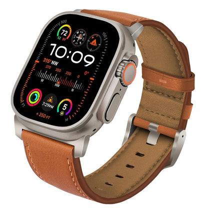 Titanium Buckle Nappa Genuine Leather Watch Band, For Apple Watch 46mm / 49mm / 45mm / 44mm, For Apple Watch 42mm / 41mm / 40mm / 38mm